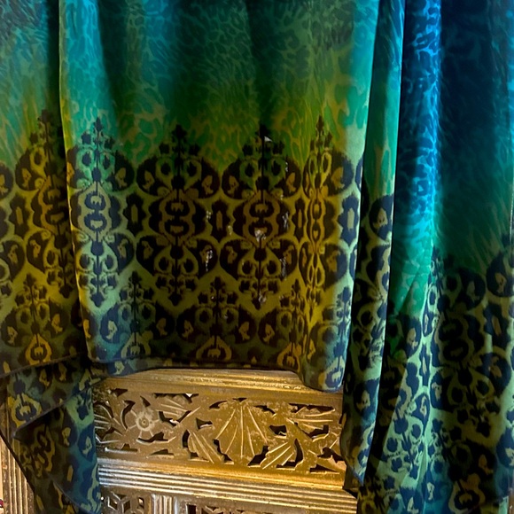 One world Blue Green Yellow maxi skirt with leopard print - Picture 5 of 7